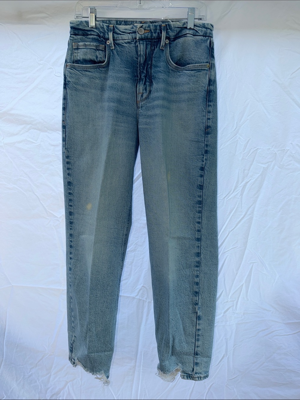 Good American women’s 90s distressed style Blue Straight Leg Jeans size 6